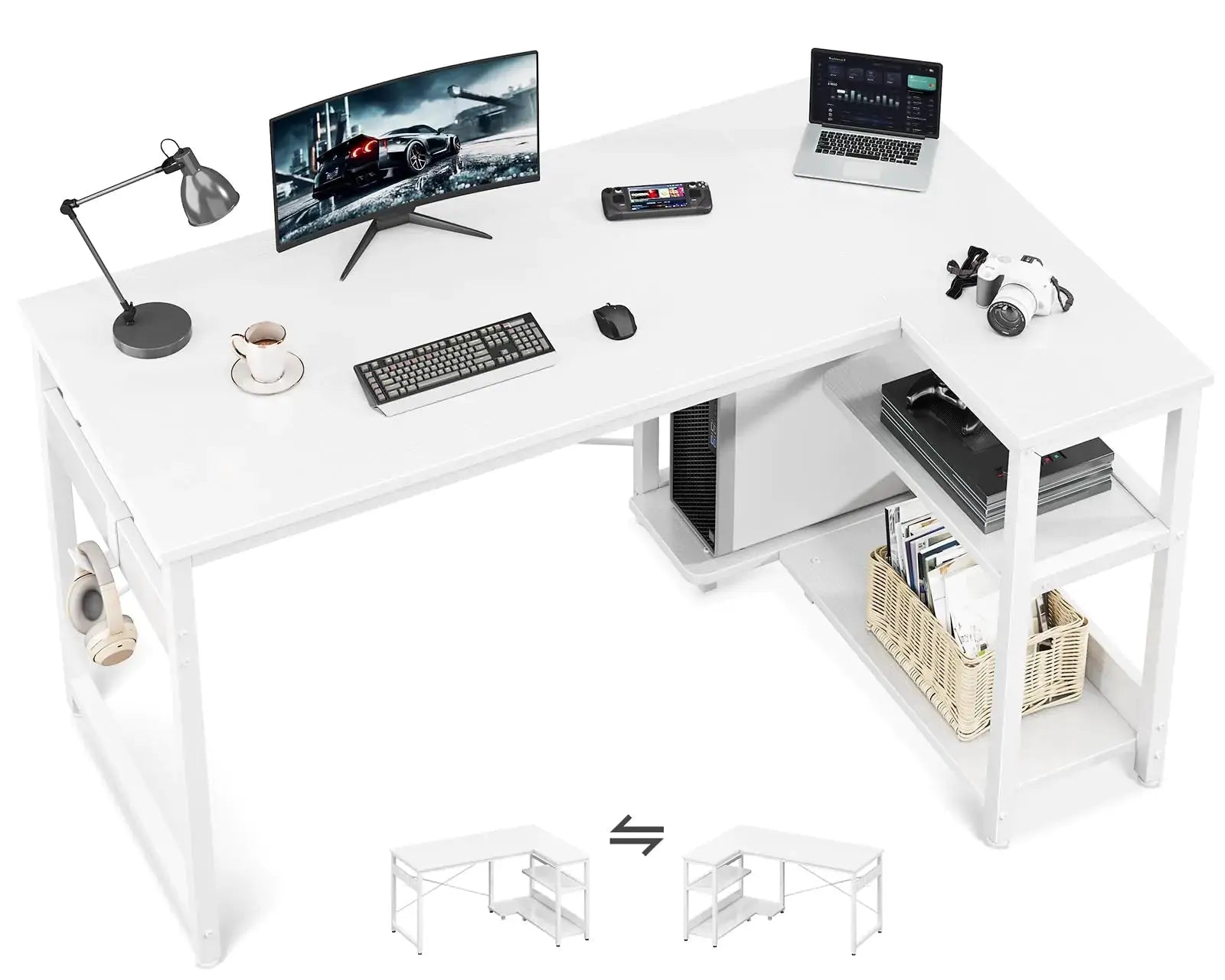 NeoDeskPro™ 48" L-Shaped Computer Desk with Storage Shelves & PC Stand Az én boltom
